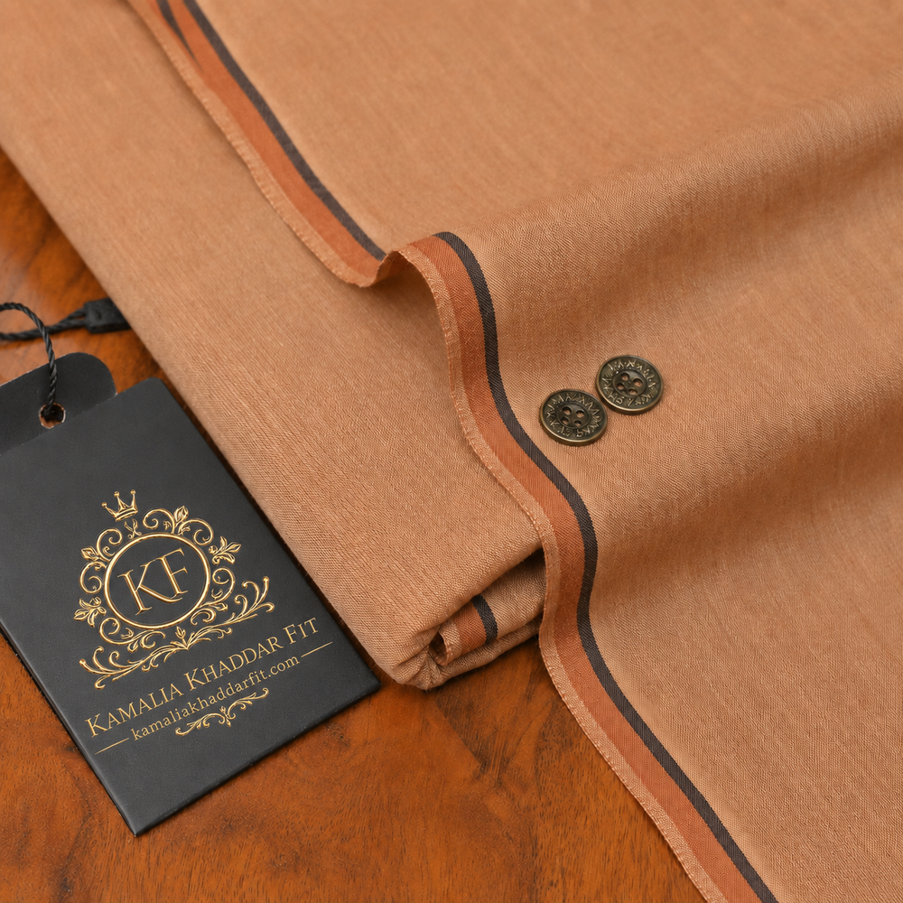 Kamalia Khaddar Fit Men's Premium Unstitched Summer Fabric -Brown - KF-005