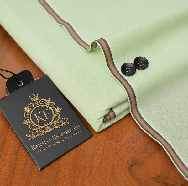 Kamalia Khaddar Fit Men's Premium Unstitched Summer Fabric - Green - KF-008