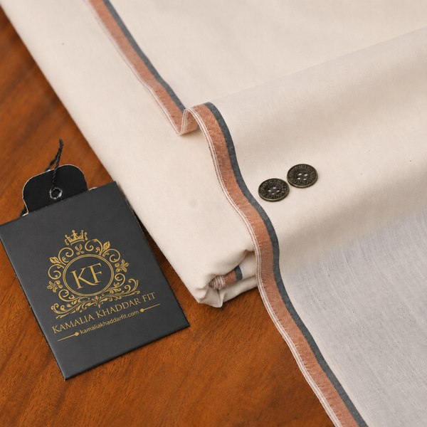 Kamalia Khaddar Fit Premium Men's Cream Unstitched Summer Fabric - KF-002 Cream