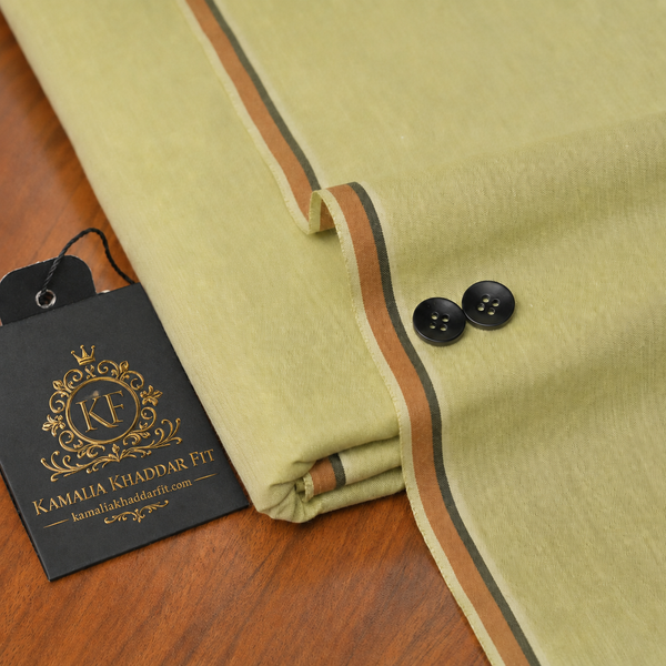 Kamalia Khaddar Fit Premium Men's Unstitched Summer Fabric - Butter Green - KF-003