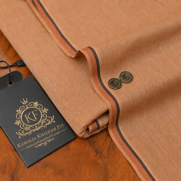 Kamalia Khaddar Fit Men's Premium Unstitched Summer Fabric -Brown - KF-005