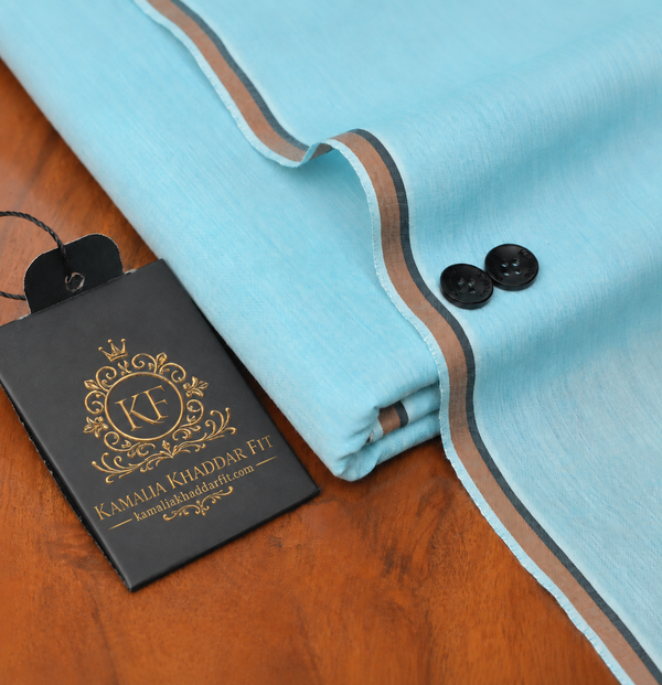 Kamalia Khaddar Fit Men's Premium Unstitched Summer Fabric - Ferozi - KF-006