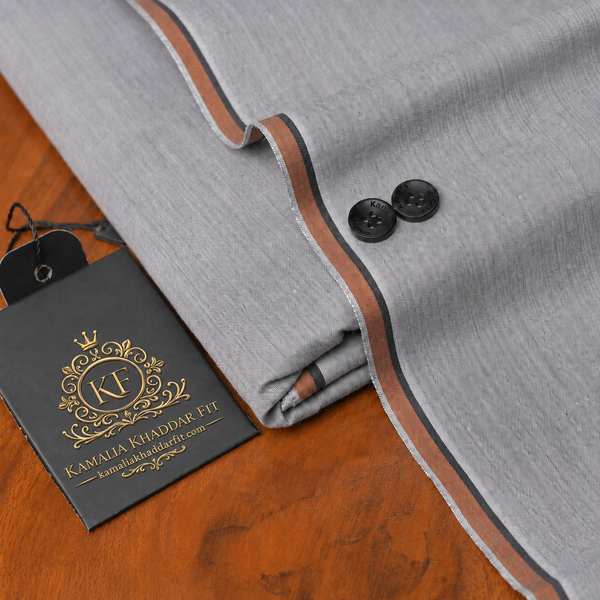Kamalia Khaddar Fit Men's Premium Unstitched Fabric - Silver Grey - KF-016